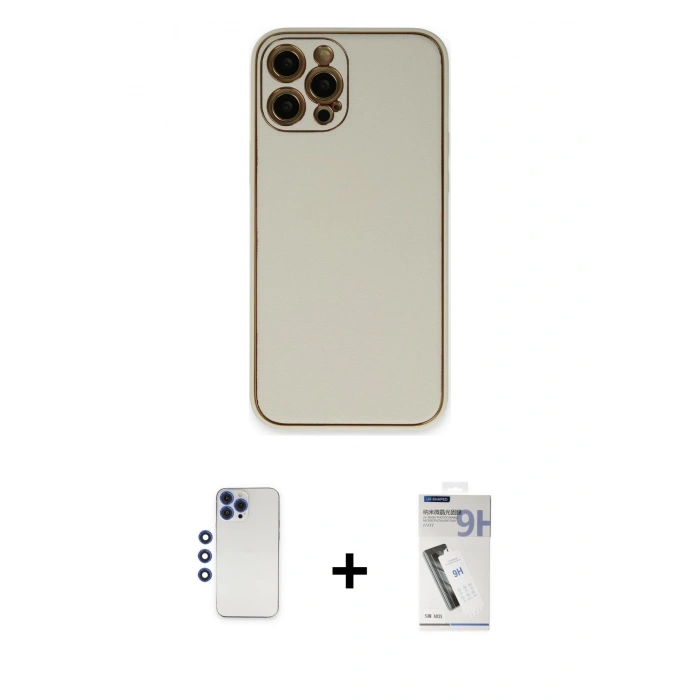 MARSİLYAN™- iPhone 12 Pro Max Kılıf Yadigar Klasik - Şeffaf Uv Polymer Nano Ekran Koruyucu + Shine Kamera Lens - LT