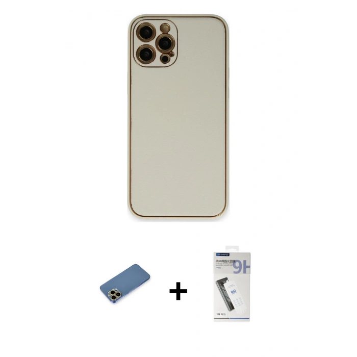 MARSİLYAN™- iPhone 12 Pro Max Kılıf Yadigar Klasik - Şeffaf Uv Polymer Nano Ekran Koruyucu + Shine Kamera Lens Koruma Cam - GD