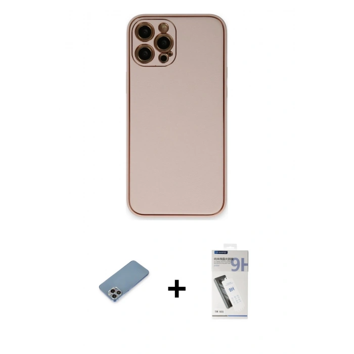 MARSİLYAN™- iPhone 12 Pro Max Kılıf Yadigar Klasik - Şeffaf Uv Polymer Nano Ekran Koruyucu + Shine Kamera Lens Koruma Cam - GI