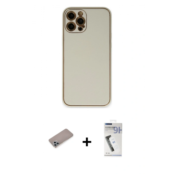 MARSİLYAN™- iPhone 12 Pro Max Kılıf Yadigar Klasik - Şeffaf Uv Polymer Nano Ekran Koruyucu + Shine Kamera Lens Koruma Cam - SABE