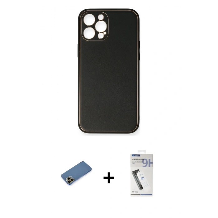 MARSİLYAN™- iPhone 12 Pro Max Kılıf Yadigar Klasik - Şeffaf Uv Polymer Nano Ekran Koruyucu + Shine Kamera Lens Koruma Cam - GD