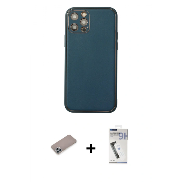 MARSİLYAN™- iPhone 12 Pro Max Kılıf Yadigar Klasik - Şeffaf Uv Polymer Nano Ekran Koruyucu + Shine Kamera Lens Koruma Cam - SABE