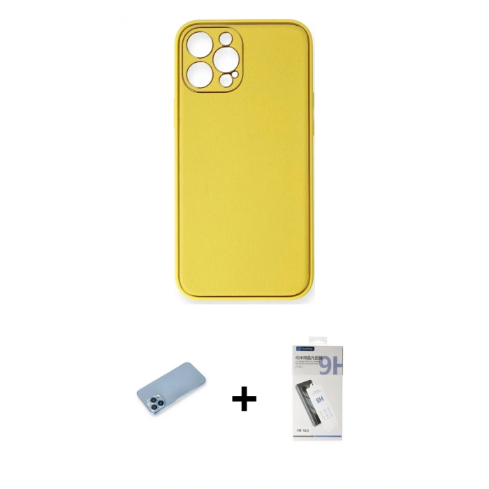 MARSİLYAN™- iPhone 12 Pro Max Kılıf Yadigar Klasik - Şeffaf Uv Polymer Nano Ekran Koruyucu + Shine Kamera Lens Koruma Cam - MI