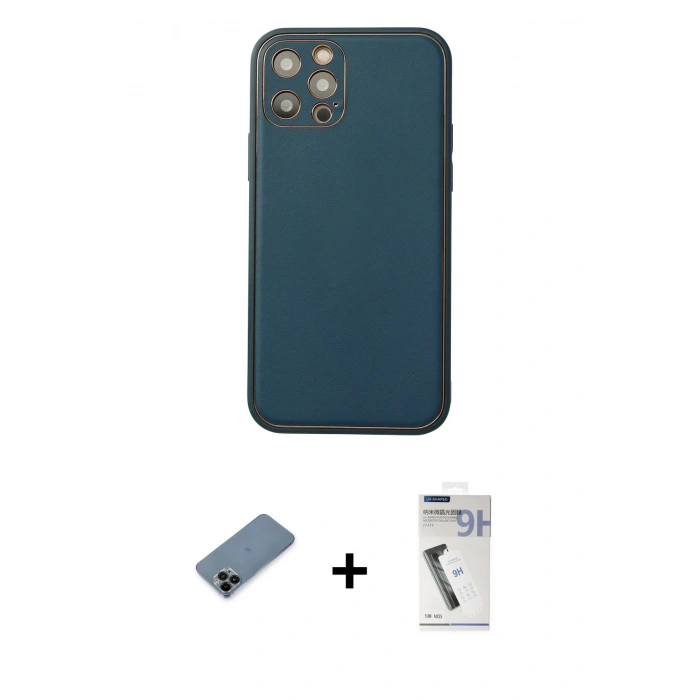 MARSİLYAN™- iPhone 12 Pro Max Kılıf Yadigar Klasik - Şeffaf Uv Polymer Nano Ekran Koruyucu + Shine Kamera Lens Koruma Cam - SH