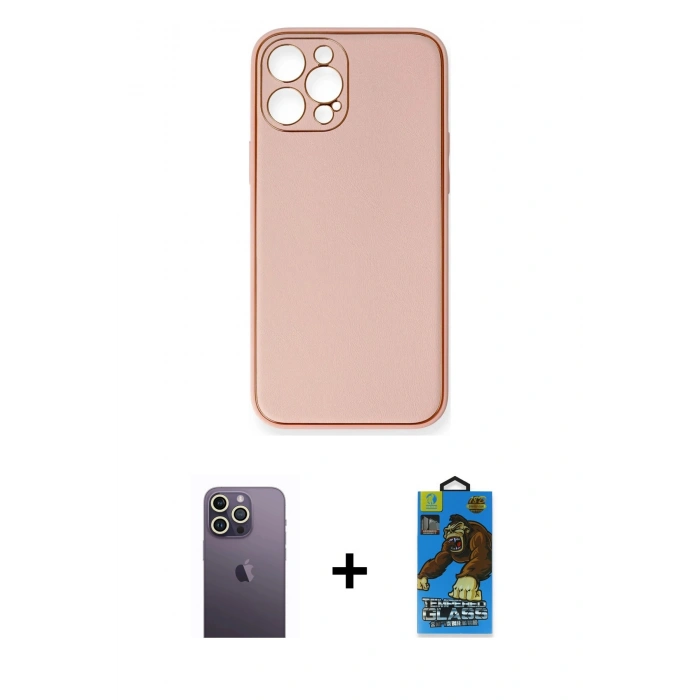 MARSİLYAN™- iPhone 12 Pro Max Kılıf Yadigar Klasik - Siyah 18D Cam Ekran Koruyucu + Neon Fosforlu Kamera Lens - BZ