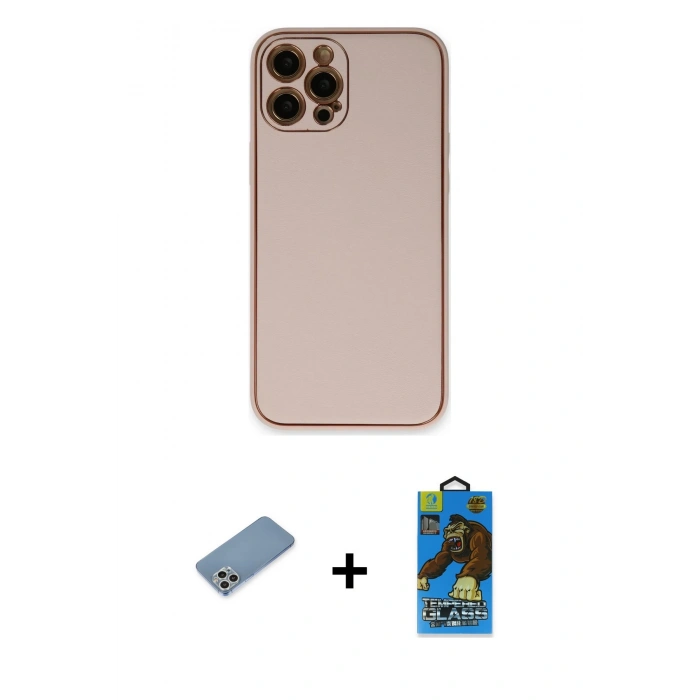 MARSİLYAN™- iPhone 12 Pro Max Kılıf Yadigar Klasik - Siyah 18D Cam Ekran Koruyucu + Shine Kamera Lens Koruma Cam - GS