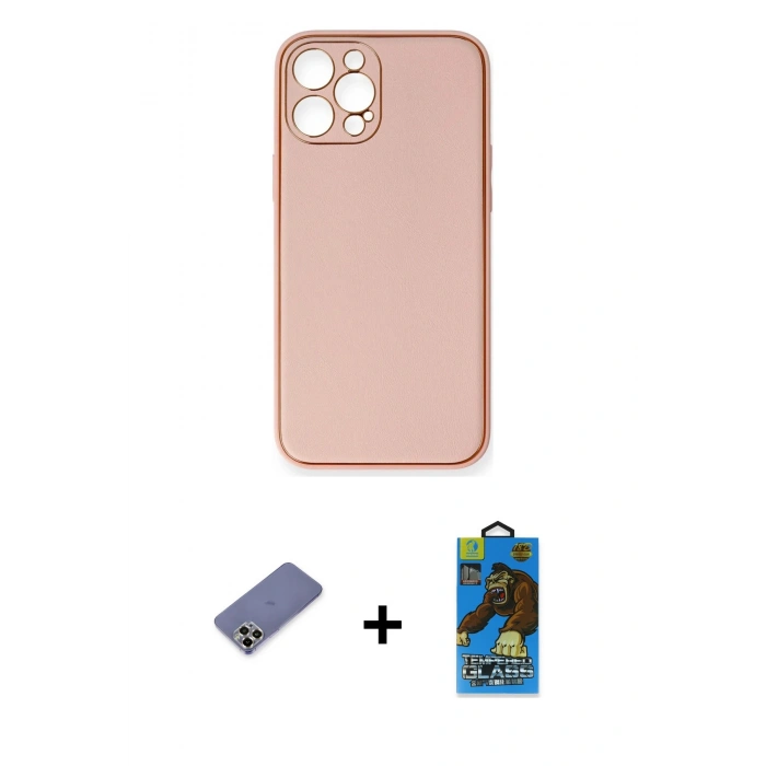 MARSİLYAN™- iPhone 12 Pro Max Kılıf Yadigar Klasik - Siyah 18D Cam Ekran Koruyucu + Metal Kamera Lens Koruma Cam - GD