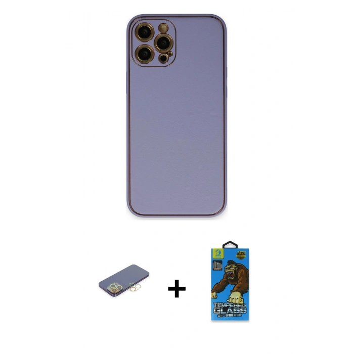 MARSİLYAN™- iPhone 12 Pro Max Kılıf Yadigar Klasik - Siyah 18D Cam Ekran Koruyucu + Renkli Kamera Lens Koruma Cam - SI