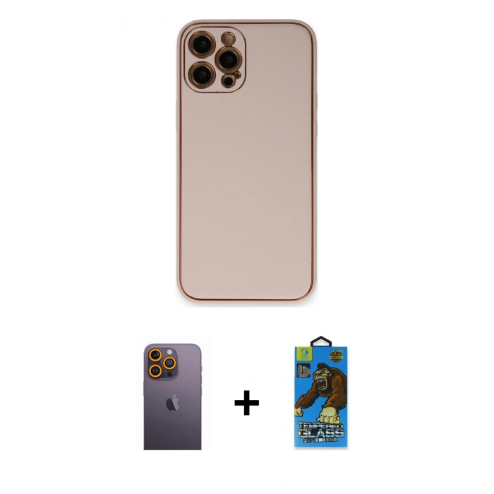MARSİLYAN™- iPhone 12 Pro Max Kılıf Yadigar Klasik - Siyah 18D Cam Ekran Koruyucu + Neon Fosforlu Kamera Lens - SI