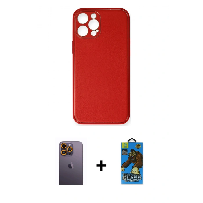 MARSİLYAN™- iPhone 12 Pro Max Kılıf Yadigar Klasik - Siyah 18D Cam Ekran Koruyucu + Neon Fosforlu Kamera Lens - SI