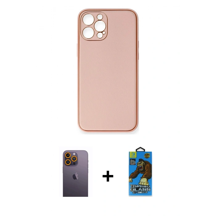 MARSİLYAN™- iPhone 12 Pro Max Kılıf Yadigar Klasik - Siyah 18D Cam Ekran Koruyucu + Neon Fosforlu Kamera Lens - SI