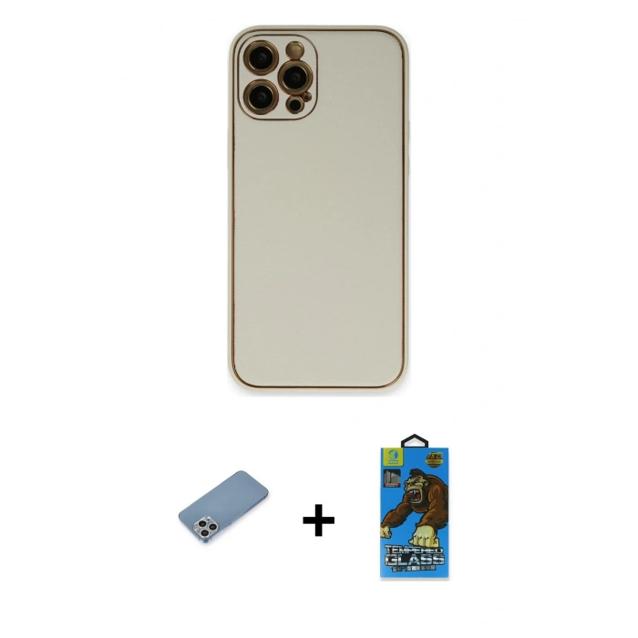 MARSİLYAN™- iPhone 12 Pro Max Kılıf Yadigar Klasik - Siyah 18D Cam Ekran Koruyucu + Shine Kamera Lens Koruma Cam - GS