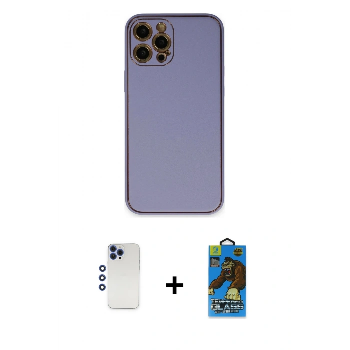 MARSİLYAN™- iPhone 12 Pro Max Kılıf Yadigar Klasik - Siyah 18D Cam Ekran Koruyucu + Shine Kamera Lens - LT