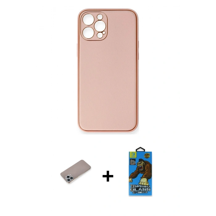 MARSİLYAN™- iPhone 12 Pro Max Kılıf Yadigar Klasik - Siyah 18D Cam Ekran Koruyucu + Sierra Blue Shine Kamera Lens Koruma Cam