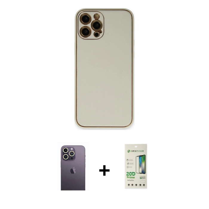 MARSİLYAN™- iPhone 12 Pro Max Kılıf Yadigar Klasik - Siyah 20D Premium Cam Ekran Koruyucu + Neon Fosforlu Kamera Lens - BZ