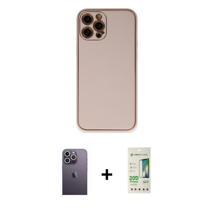 MARSİLYAN™- iPhone 12 Pro Max Kılıf Yadigar Klasik - Siyah 20D Premium Cam Ekran Koruyucu + Neon Fosforlu Kamera Lens - BZ