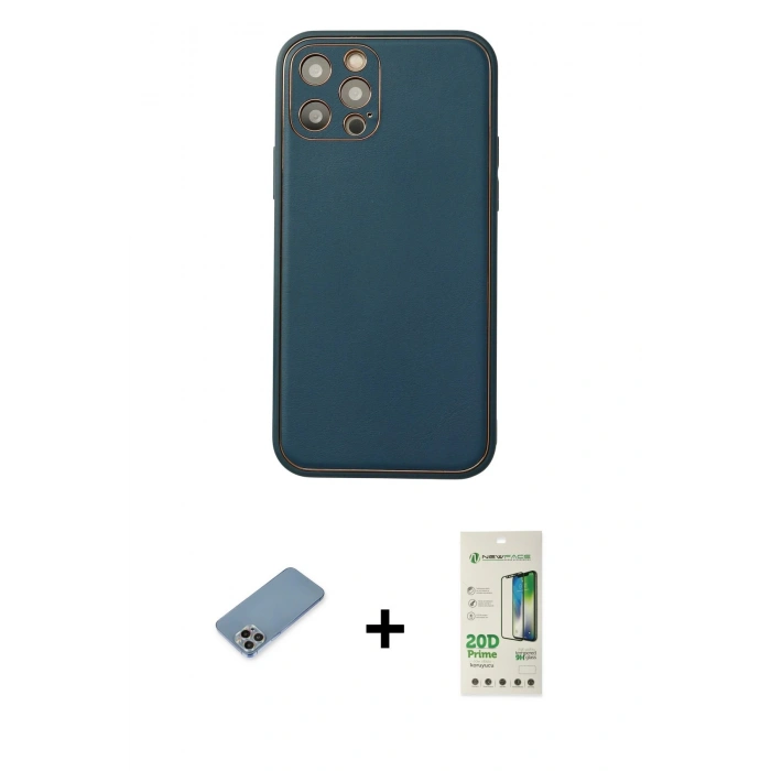 MARSİLYAN™- iPhone 12 Pro Max Kılıf Yadigar Klasik - Siyah 20D Premium Cam Ekran Koruyucu + Shine Kamera Lens Koruma Cam - GI