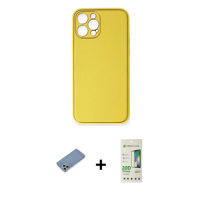 MARSİLYAN™- iPhone 12 Pro Max Kılıf Yadigar Klasik - Siyah 20D Premium Cam Ekran Koruyucu + Shine Kamera Lens Koruma Cam - GS