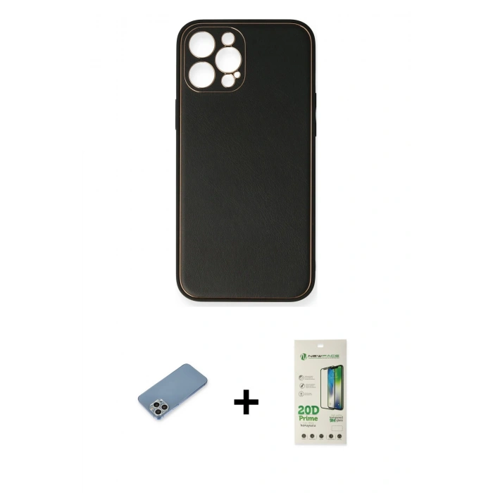 MARSİLYAN™- iPhone 12 Pro Max Kılıf Yadigar Klasik - Siyah 20D Premium Cam Ekran Koruyucu + Shine Kamera Lens Koruma Cam - GS