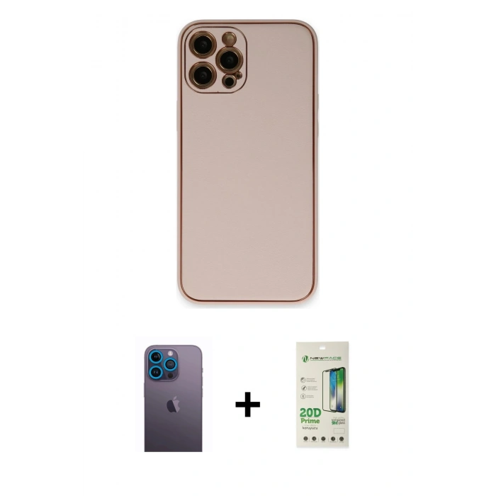 MARSİLYAN™- iPhone 12 Pro Max Kılıf Yadigar Klasik - Siyah 20D Premium Cam Ekran Koruyucu + Neon Fosforlu Kamera Lens - MI
