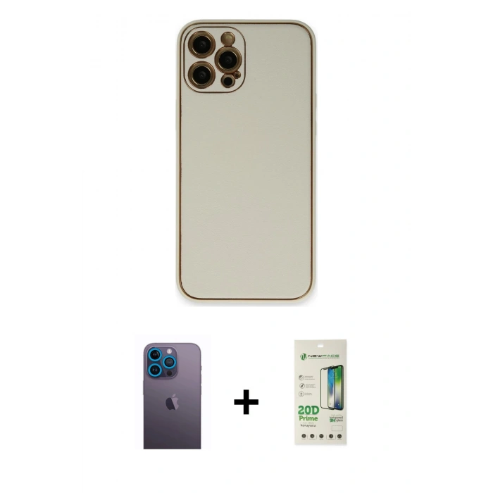 MARSİLYAN™- iPhone 12 Pro Max Kılıf Yadigar Klasik - Siyah 20D Premium Cam Ekran Koruyucu + Neon Fosforlu Kamera Lens - MI