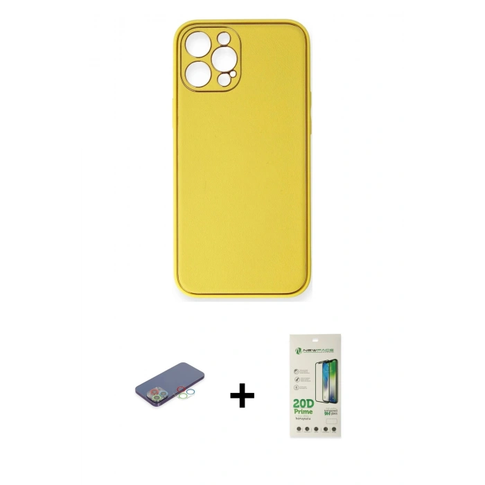 MARSİLYAN™- iPhone 12 Pro Max Kılıf Yadigar Klasik - Siyah 20D Premium Cam Ekran Koruyucu + Renkli Kamera Lens Koruma Cam - MI