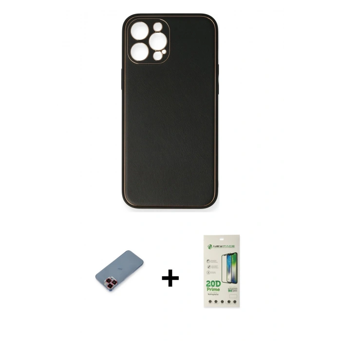 MARSİLYAN™- iPhone 12 Pro Max Kılıf Yadigar Klasik - Siyah 20D Premium Cam Ekran Koruyucu + Metal Kamera Lens Koruma Cam - KI