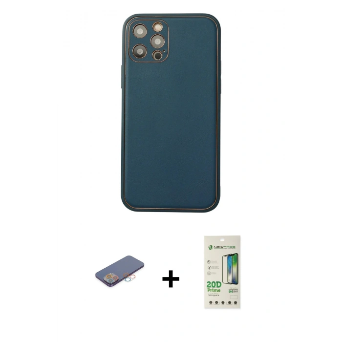 MARSİLYAN™- iPhone 12 Pro Max Kılıf Yadigar Klasik - Siyah 20D Premium Cam Ekran Koruyucu + Renkli Kamera Lens Koruma Cam - PE