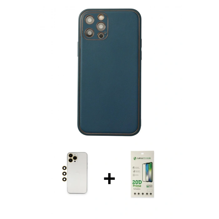 MARSİLYAN™- iPhone 12 Pro Max Kılıf Yadigar Klasik - Siyah 20D Premium Cam Ekran Koruyucu + Shine Kamera Lens - GD