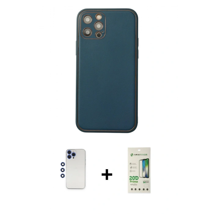 MARSİLYAN™- iPhone 12 Pro Max Kılıf Yadigar Klasik - Siyah 20D Premium Cam Ekran Koruyucu + Shine Kamera Lens - LT