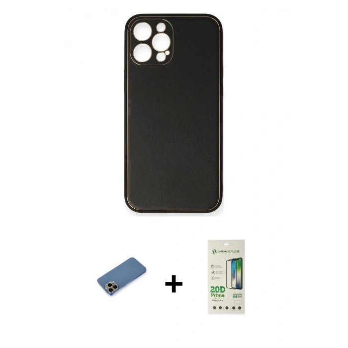 MARSİLYAN™- iPhone 12 Pro Max Kılıf Yadigar Klasik - Siyah 20D Premium Cam Ekran Koruyucu + Shine Kamera Lens Koruma Cam - GD