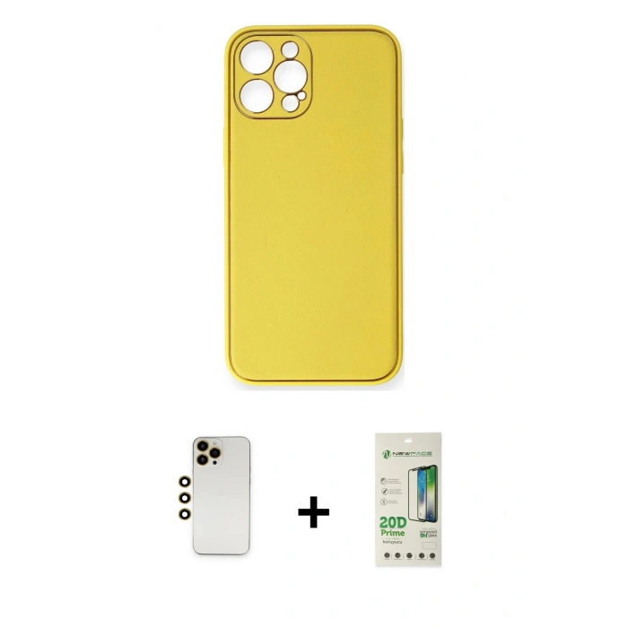 MARSİLYAN™- iPhone 12 Pro Max Kılıf Yadigar Klasik - Siyah 20D Premium Cam Ekran Koruyucu + Shine Kamera Lens - GD