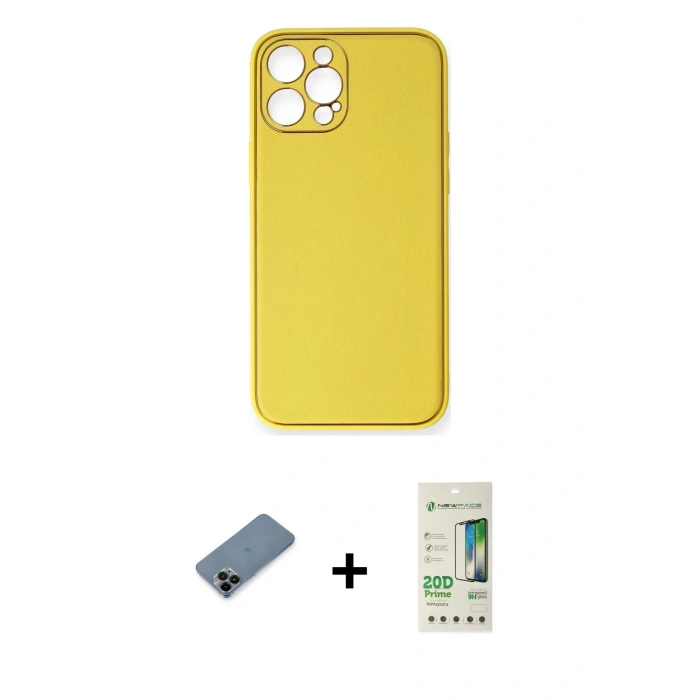 MARSİLYAN™- iPhone 12 Pro Max Kılıf Yadigar Klasik - Siyah 20D Premium Cam Ekran Koruyucu + Siyah Shine Kamera Lens Koruma Cam