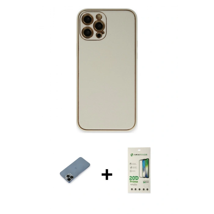 MARSİLYAN™- iPhone 12 Pro Max Kılıf Yadigar Klasik - Siyah 20D Premium Cam Ekran Koruyucu + Siyah Shine Kamera Lens Koruma Cam