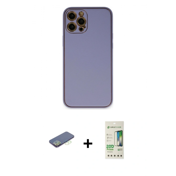 MARSİLYAN™- iPhone 12 Pro Max Kılıf Yadigar Klasik - Siyah 20D Premium Cam Ekran Koruyucu + Renkli Kamera Lens Koruma Cam - YL