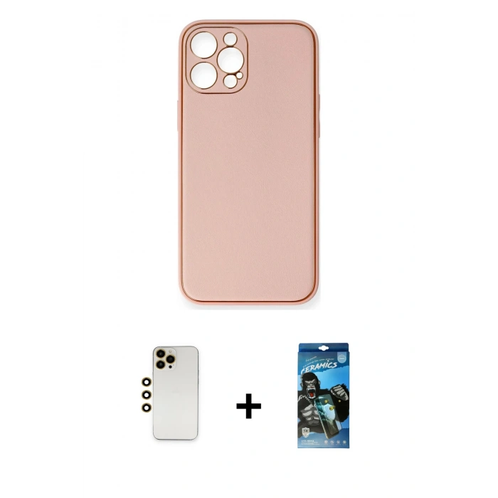 MARSİLYAN™- iPhone 12 Pro Max Kılıf Yadigar Klasik - Siyah 34D Izgaralı Cam + Shine Kamera Lens - GD