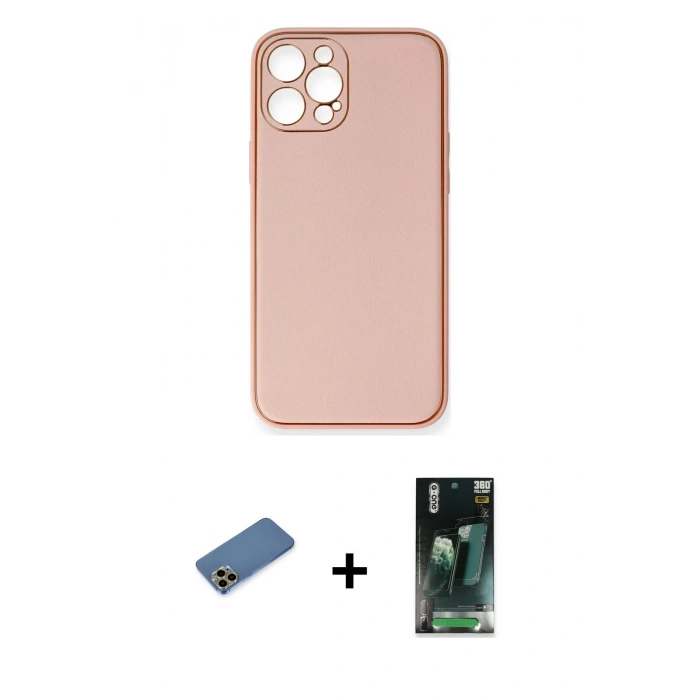 MARSİLYAN™- iPhone 12 Pro Max Kılıf Yadigar Klasik - Siyah 360 Mat Full Body Arka Koruyucu + Shine Kamera Lens Koruma Cam - GD