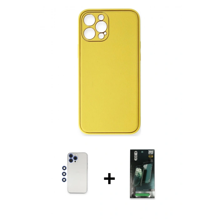 MARSİLYAN™- iPhone 12 Pro Max Kılıf Yadigar Klasik - Siyah 360 Mat Full Body Arka Koruyucu + Shine Kamera Lens - LT