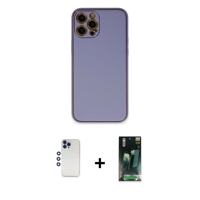 MARSİLYAN™- iPhone 12 Pro Max Kılıf Yadigar Klasik - Siyah 360 Mat Full Body Arka Koruyucu + Shine Kamera Lens - LT