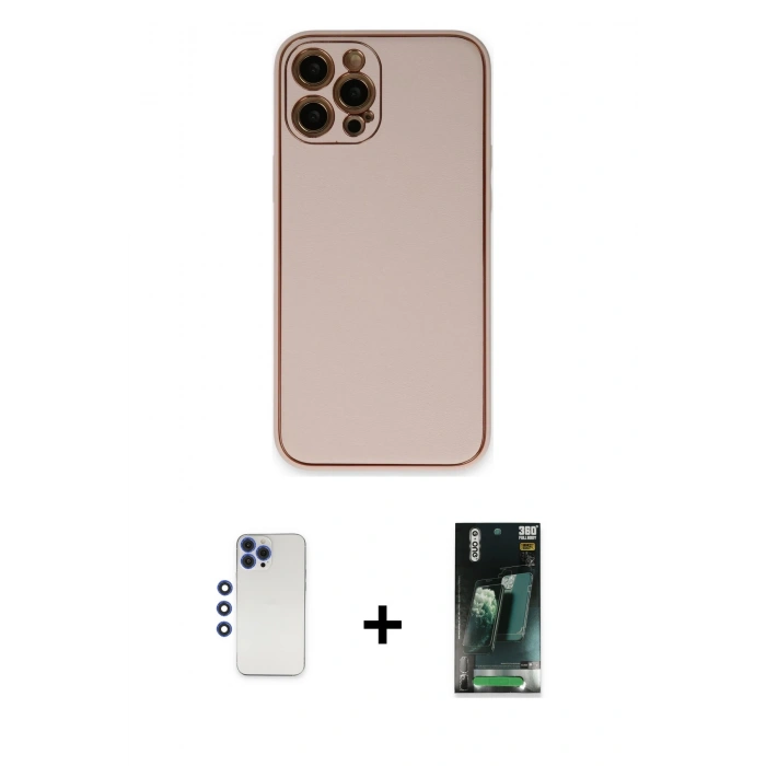 MARSİLYAN™- iPhone 12 Pro Max Kılıf Yadigar Klasik - Siyah 360 Mat Full Body Arka Koruyucu + Shine Kamera Lens - LT