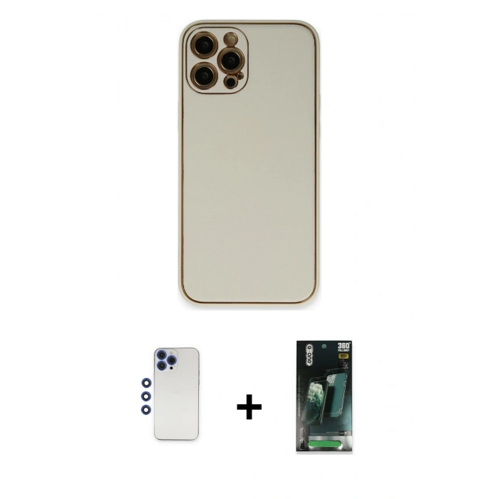 MARSİLYAN™- iPhone 12 Pro Max Kılıf Yadigar Klasik - Siyah 360 Mat Full Body Arka Koruyucu + Shine Kamera Lens - LT
