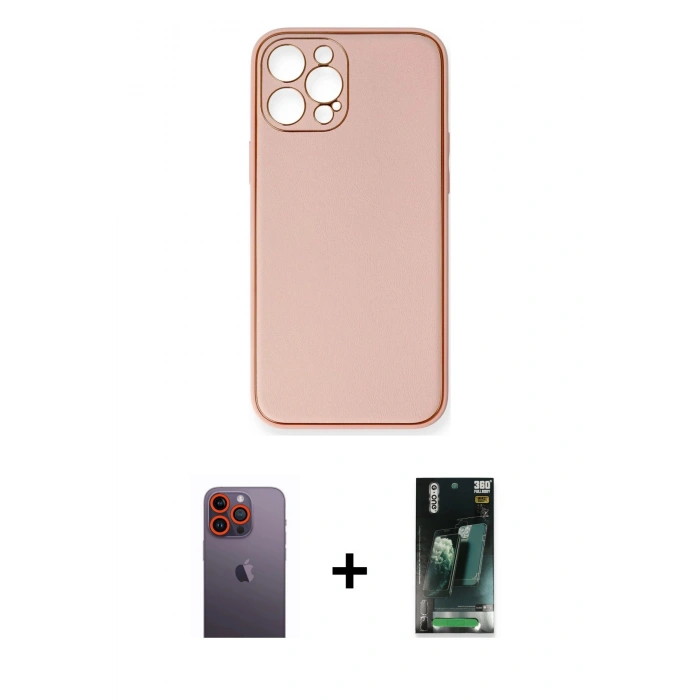 MARSİLYAN™- iPhone 12 Pro Max Kılıf Yadigar Klasik - Siyah 360 Mat Full Body Arka Koruyucu + Neon Fosforlu Kamera Lens - TU
