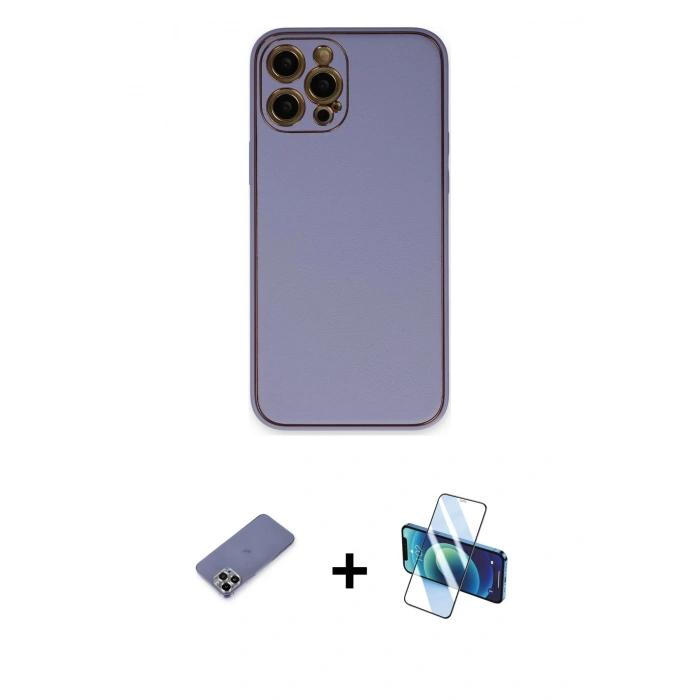 MARSİLYAN™- iPhone 12 Pro Max Kılıf Yadigar Klasik - Siyah 3D Antistatik Cam Ekran Koruyucu + Metal Kamera Lens Koruma Cam - GD