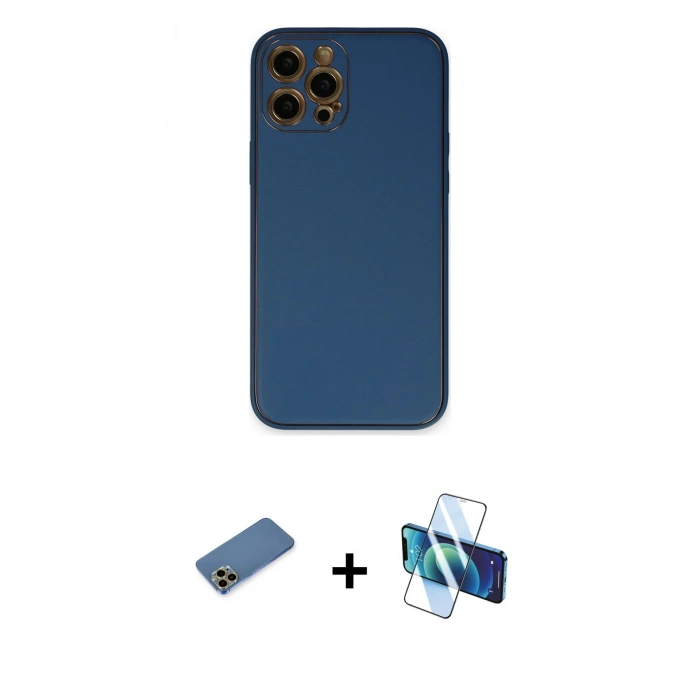 MARSİLYAN™- iPhone 12 Pro Max Kılıf Yadigar Klasik - Siyah 3D Antistatik Cam Ekran Koruyucu + Shine Kamera Lens Koruma Cam - GD