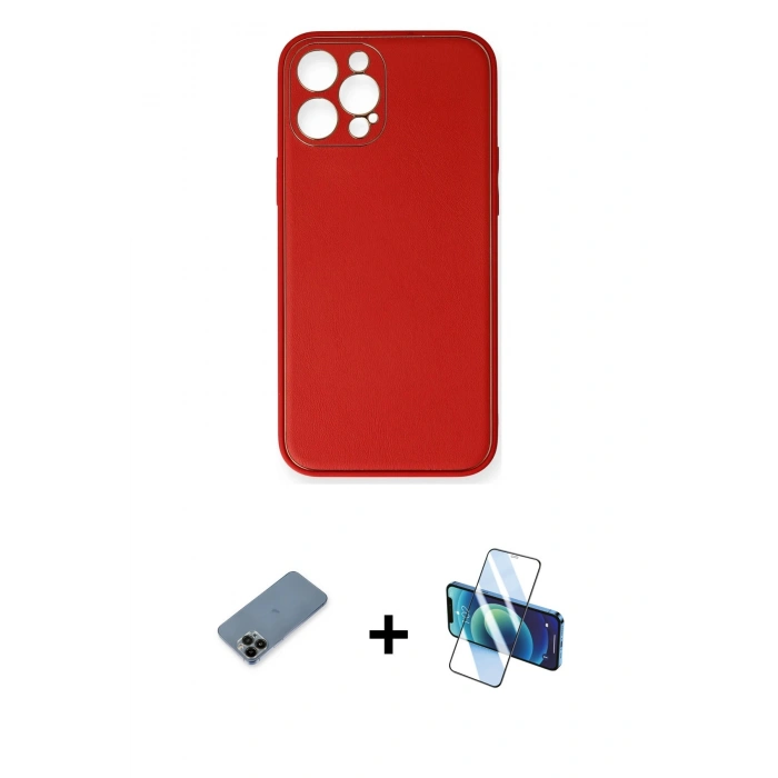 MARSİLYAN™- iPhone 12 Pro Max Kılıf Yadigar Klasik - Siyah 3D Antistatik Cam Ekran Koruyucu + Shine Kamera Lens Koruma Cam - SH