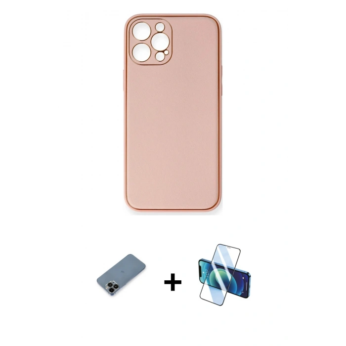 MARSİLYAN™- iPhone 12 Pro Max Kılıf Yadigar Klasik - Siyah 3D Antistatik Cam Ekran Koruyucu + Shine Kamera Lens Koruma Cam - SH