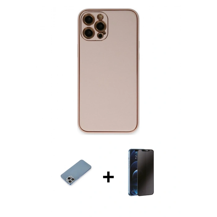 MARSİLYAN™- iPhone 12 Pro Max Kılıf Yadigar Klasik - Siyah 3D Antistatik Hayalet Cam Ekran Koruyucu + Shine Kamera Lens Koruma Cam - GI