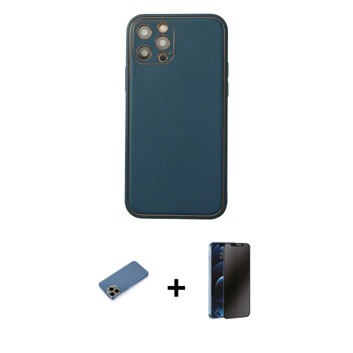 MARSİLYAN™- iPhone 12 Pro Max Kılıf Yadigar Klasik - Siyah 3D Antistatik Hayalet Cam Ekran Koruyucu + Shine Kamera Lens Koruma Cam - GD