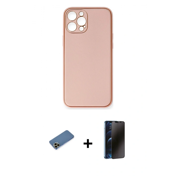 MARSİLYAN™- iPhone 12 Pro Max Kılıf Yadigar Klasik - Siyah 3D Antistatik Hayalet Cam Ekran Koruyucu + Shine Kamera Lens Koruma Cam - GD