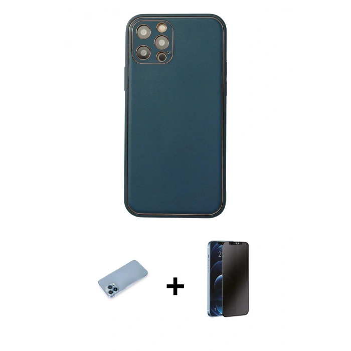 MARSİLYAN™- iPhone 12 Pro Max Kılıf Yadigar Klasik - Siyah 3D Antistatik Hayalet Cam Ekran Koruyucu + Shine Kamera Lens Koruma Cam - MI